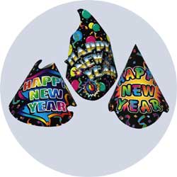 black new years party hats