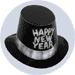 new years hats deluxe black with silver