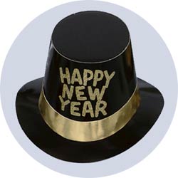 new years hats deluxe black with gold