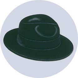 black plastic velour fedoras